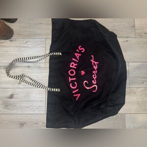 Victoria's Secret Black Tote Bag with Pink Logo